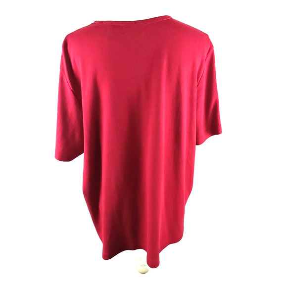 Bobby Brooks Women's T Shirt Red Short Sleeve Size 18/20 38/ 40 Textured - Picture 5 of 9
